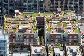 Aerial view of 1241 W Jackson Apartments